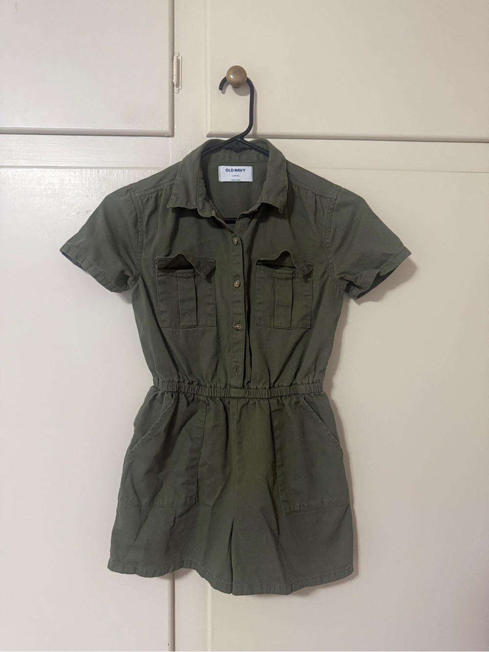 Old Navy Olive Green Short-Sleeve Utility Romper